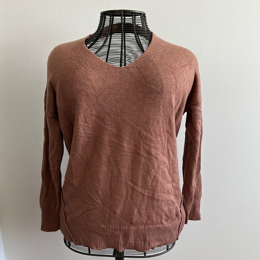 Poof! Brown V-Neck Sweater Relaxed Fit